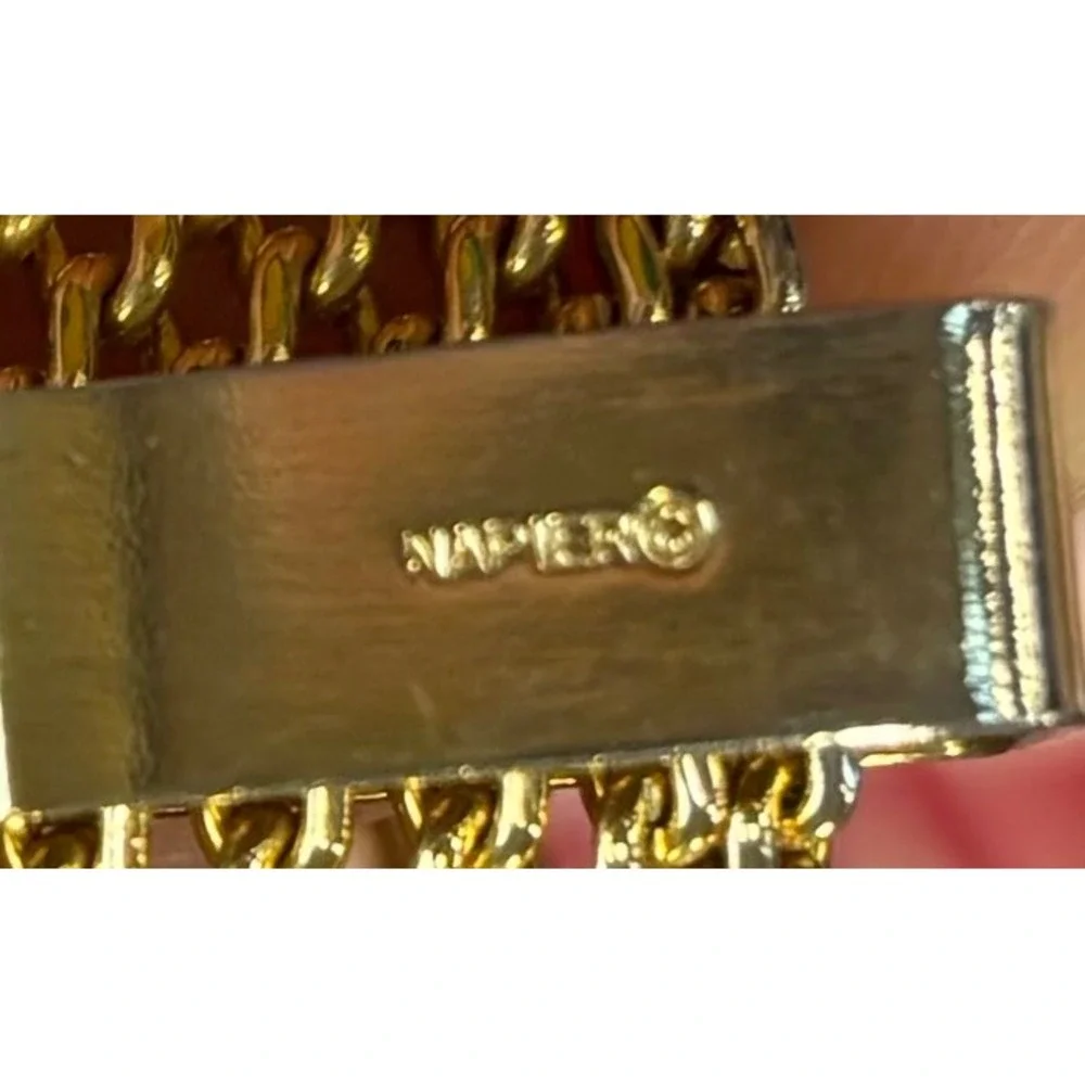 Napier Vintage Gold Tone Mesh Belt Woven Metal Adjustable Buckle Accessory